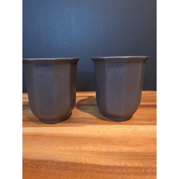 Vtg Pfaltzgraff Midnight Sun Brown Tulip Shape Coffee Mug Set Of 2 - Picture 4 of 7